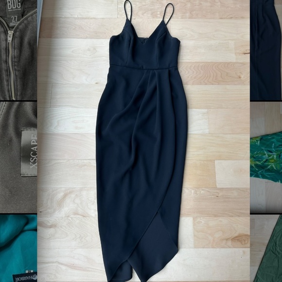 BLACK XSCAPE ASYMMETRICAL PROM DRESS - Picture 4 of 6